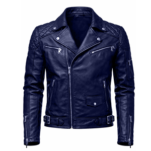 Custom Leather <b>Jacket</b> <b>Men's</b> Vintage <b>Biker</b> Zip Front Durable Fashion Casual Outdoor Winter Coat - Product Image 2