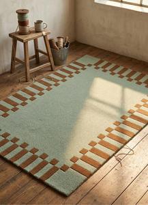 Premium Handmade Wool Non-Slip Hand Tufted Area <b>Rug</b> Featuring Abstract Border Pattern for Contemporary Interior <b>Spaces</b> - Product Image 2