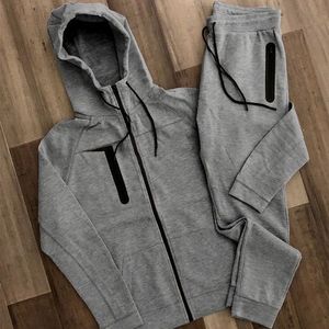 Ensemble de survêtement homme personnalisé en molleton, coupe slim, sweat à capuche zippé et pantalon de jogging, deux pièces, pour la gym - Product Image 4