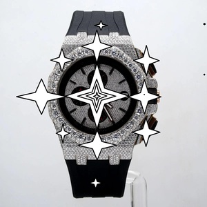 <b>Automatic</b> Luxury Sport Stainless Steel <b>Chronograph</b> Watch Crystal Mechanical Movement Fully Moissanite Bracelet Hip Hop Style - Product Image 1