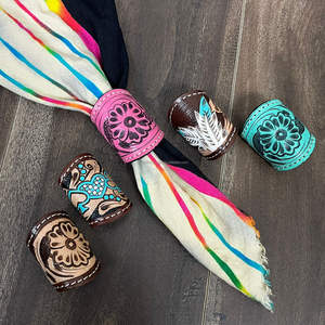 Pañuelo de Cuero Vacuno con Diseño Occidental, Anillo Decorativo, Pañuelo de Diseñador, Pañuelo de Cuero Genuino para Mujer - Product Image 6