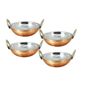Steel Copper Serving Dish with Brass Handles Handcrafted Indian Serving <b>Bowl</b> Decorative Tableware for Kitchen Dining - Product Image 3