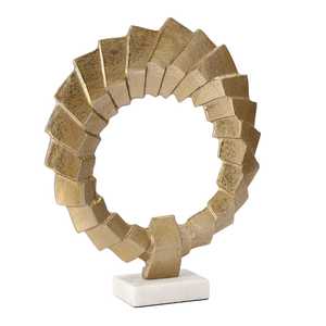 Jaffs Exports Trendy Gold Aluminum Sculpture Modern Circular Abstract Geometric Artistic Eco-Friendly Tabletop Decor for Living - Product Image 4
