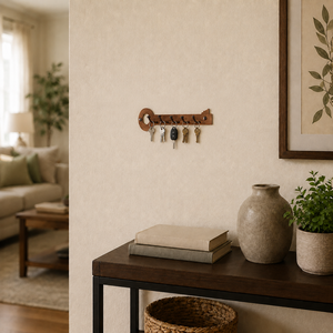 Porte-clés mural en bois marron pour entrée, organisateur de clés pour la maison et le bureau - Product Image 3