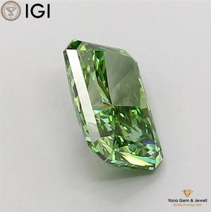 Diamant de laboratoire CVD de 1,50 carat, taille Radiant, avec certificat IGI, couleur vert vif fantaisie, clarté VS1, pièce de bijouterie personnalisée - Product Image 5
