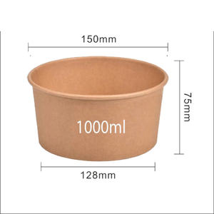 Kraft Paper Bowl with <b>PET</b> Lid 500ml 750ml 1000ml Round Kraft Paper Fruits Bowl Salad <b>Food</b> <b>Container</b> - Product Image 5