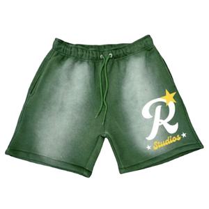 Shorts de jogging pour homme, style streetwear estival, coton délavé à l'acide, tissu molletonné français, motif uni 3D, taille mi-haute - Product Image 3