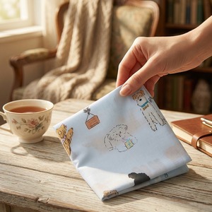 [K-ESSENTIALS] Mouchoir à imprimé animal pour enfants, coton doux des années 60, motif dessin animé coloré, avec bordure en dentelle, pochette carrée - Product Image 2