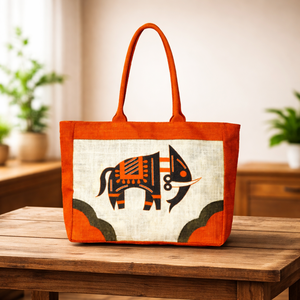 Sac fourre-tout en toile de jute bicolore personnalisé avec logo en gros |   Sac de plage et de courses réutilisable et écologique avec fermeture à bouton-pression, durable - Product Image 2
