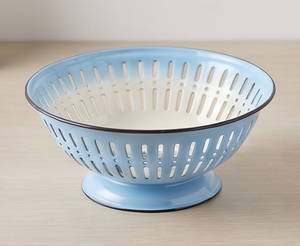 Premium Metal Colander Bowl With Enamel Finished Decorative Fruit Basket Perfect For Kitchenware And <b>Table</b> Display Use - Product Image 1