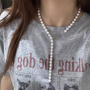 Collier de perles d'eau douce Zhuji 8-9 mm, pierre précieuse extrêmement résistante, crochet en argent S925, longueur réglable - Product Image 1