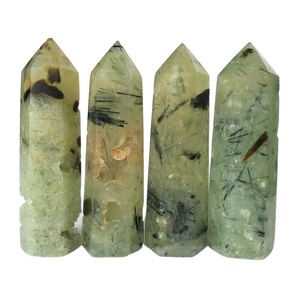 Obelisco de cuarzo Prehnita pulido al por mayor, piedra preciosa de amor Natural para meditación Feng Shui, decoración del hogar, punta de torre de cristal - Product Image 5