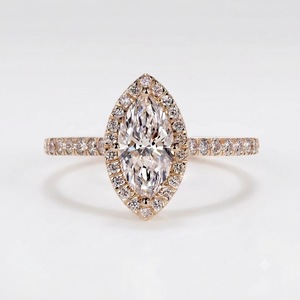 Bague de fiançailles en or jaune 18 carats avec halo de diamants de laboratoire certifiés IGI, taille marquise, 2,42 carats, clarté VS1, couleur E, bague de mariage - Product Image 5