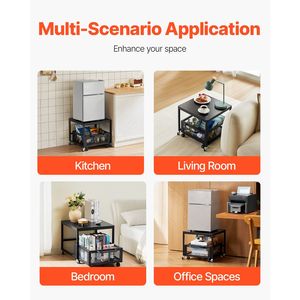 Mini Fridge Stand with Movable <b>Storage</b> <b>Cart</b> 198 Lbs Table Swivel Wheels Beverage Refrigerator Stand with <b>Storage</b> - Product Image 6