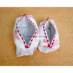 Modern 3-Piece Eco-Friendly Cotton Quilted <b>Vanity</b> Set Floral Prints Zipper Closure Soft Cosmetic Bags Cases <b>Makeup</b> Skincare - Product Image 6