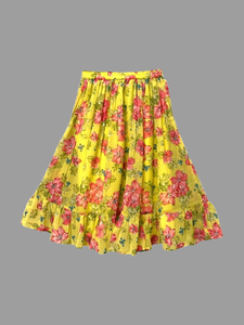Twisha Haut en coton tissé à manches courtes orné de motifs avec Lehenga imprimé - Corail et jaune pour filles - Product Image 6