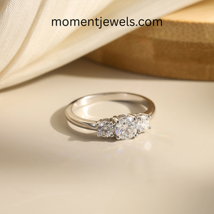 Triple Stone <b>Crystal</b> <b>Ring</b> 925 Silver Fine Band Minimal Jewelry Womens Fashion Engagement Anniversary Accessory Gift Modern Shine - Product Image 2