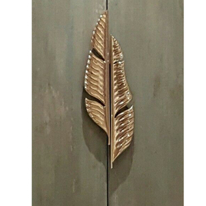 Luxury Brass Leaf Cabinet <b>Door</b> <b>Handles</b> Gold Finish Decorative <b>Pulls</b> Modern Wardrobe Drawer <b>Handles</b> Handmade Home Hardware Set - Product Image 1