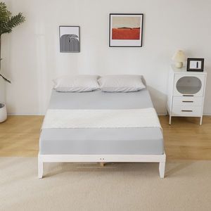 Struttura Letto Singolo Design Europeo Personalizzabile 189*136*30.5cm in Legno di Pino Verniciato Bianco Sbiancato per Camera da Letto - Product Image 6