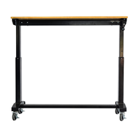Bureau d'ordinateur convertible moderne CSPS en bois naturel, hauteur réglable 117 cm, table de travail à levage manuel pour bureau - Vente en gros