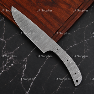 Cuchilla de cuchillo de acero de Damasco forjado a mano, punta caída, 0.6mm de grosor, borde biselado, para cocina, chef, en bruto, DIY, espiga completa, afilada como una navaja, OEM - Product Image 4