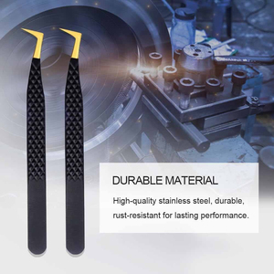 Pince à épiler noire en acier inoxydable à pointe fine de qualité supérieure pour extensions de cils, personnalisable avec logo de marque pour cils - Product Image 4