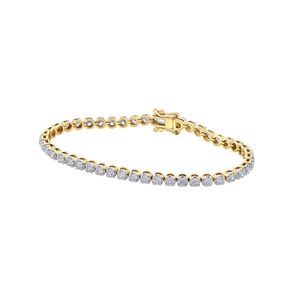 Pulsera de tenis de oro amarillo para mujer con diamantes redondos de 3.08 ct, engaste en canal, estilo clásico, para uso diario - Product Image 5