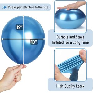 Palloncini Blu Metallizzato da 12 Pollici e Coriandoli, Confezione da 54 per Feste di Compleanno - Product Image 3