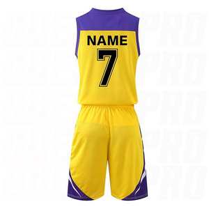 ชุดบาสเก็ตบอล เสื้อและกางเกงขาสั้น สีเหลือง คุณภาพสูง แบบซับลิเมชั่น  ชุดบาสเก็ตบอลคุณภาพดี ปรับแต่งได้ - Product Image 2