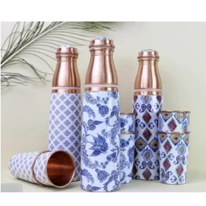 Bouteille d'eau en cuivre à motifs émaillés pour jus de fruits, bienfaits santé, ustensile de cuisine, stockage de jus, à prix abordable - Product Image 5
