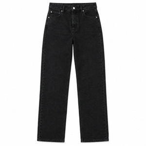 Jeans Negros de Cintura Alta para Mujer, Corte Relajado, Pantalones Vaqueros para Uso Diario con Bordado, Lavado Medio, Talla XL - Product Image 1