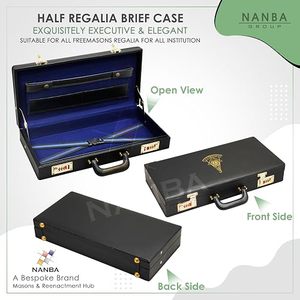 NANBA GROUP Étui de rangement rigide pour demi-tablier de franc-maçon, en similicuir noir, avec emblème doré de Maître Franc-maçon, 5 compartiments faciles d'accès - Product Image 4