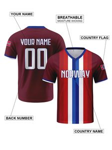 Camiseta de Fútbol para Hombre, Personalizable con Nombre y Número, Cuello en V, Manga Corta, Transpirable, Ropa Deportiva de Poliéster - Product Image 2