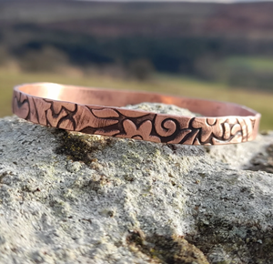 Pure Copper <b>Engraved</b> Floral Flower Swirl Pattern <b>Bangle</b> Bracelet Luxury Handmade Personalization High Polish <b>Bangle</b> Jewelry - Product Image 1