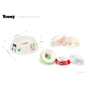 Yommy <b>Plastic</b> Rounded Pet Feeder 33x24x6.5cm Dual Compartment with <b>Animal</b> Print for Cats - Product Image 3