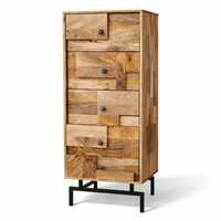 MANGALAM ART EXPORT Mueble de Almacenamiento de Madera de Mango con Diseño Europeo Ajustable y Cajonera de Madera Artesanal