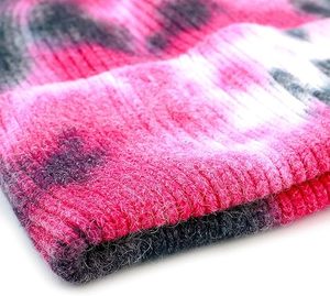 Nouveauté 2025 – Bonnets tricotés en acrylique pour femme, motif ombré tie-dye arc-en-ciel rose et bleu, à rayures côtelées - Product Image 2