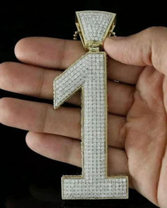 จี้ฮิปฮอปมอสซาไนต์ประดับเพชรเงินแท้ 925 จี้ตัวอักษรชื่อ จี้เลขนำโชค จี้ชื่อ เครื่องประดับคุณภาพสำหรับผู้ชาย - Product Image 6