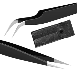 Black Matte Fiber Tip Eyelash Extension Tweezers for Professionals Volume Lash Tweezers Customizable Precision <b>Tool</b> - Product Image 1