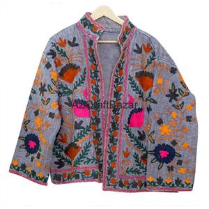 Chemisier Femme Col V Motif Floral Vintage Broderie Suzani TNT Multi-saisons Printemps Dessiné à la Main Écologique Respirant Séchage Rapide - Product Image 6