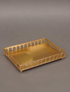 Bandeja Decorativa Rectangular Chapada en Oro con Patrón Geométrico, Diseño Moderno para Decoración del Hogar, Decoración Tradicional para Diwali - Product Image 4
