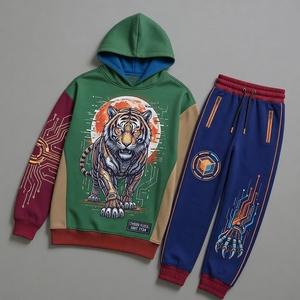 Ensemble de survêtement unisexe à imprimé Dragon de Glace, à capuche, manches longues, décontracté pour l'hiver, en polyester respirant, coupe régulière avec poches latérales - Product Image 2