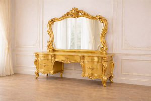 Imperial Style Italian Hand-Carved Teak Wood Dresser Set Grand Baroque Style Dresser With <b>Mirror</b> Buy Customized Dressing <b>Table</b> - Product Image 5