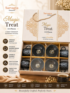 Juego de Regalo de Tazas y Tazones de Cerámica de Lujo, 4 + 4 Piezas, Caja de Papel Rígido, Vajilla para Té y Café con Impresión, para las Fiestas - Product Image 1