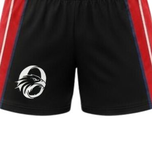 Men Black <b>Red</b> Sublimated Netball Jersey Shorts Set Polyester Athletic Fit Sports Uniform Lightweight Match Clothing - Product Image 6