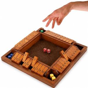 ชุดเกมลูกเต๋าไม้หกเหลี่ยมขนาดกะทัดรัด ชุดเกมกระดาน Shut the Box พร้อมแผ่นกระเบื้องพลิกสีน้ำตาลแบบมีหมายเลขและลูกเต๋า - Product Image 6