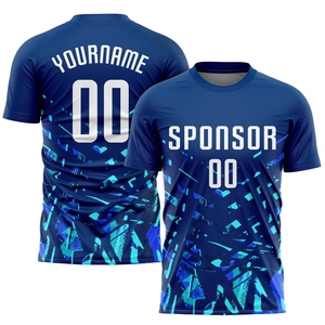Maillot de football personnalisé de qualité supérieure, blanc royal et bleu lac, sublimation, vente en gros directe - Product Image 1