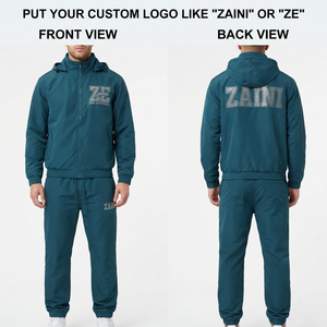 ZAINI ZI-176 Survêtement décontracté d'hiver pour homme, coupe-vent respirant à capuche avec logo frontal, 145 GSM, polyester Taslan premium, bleu personnalisé - Product Image 1