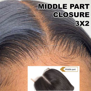 Oferta al por mayor en 3x2 Cierre Parte media Raw Indian Temple Sourced Remy Calidad Pelucas de cabello humano Color natural para uso de peluca - Product Image 4