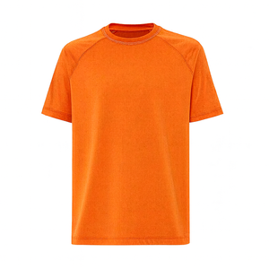 T-shirt à col rond orange à manches courtes, en polyester respirant, unisexe, coupe classique, toutes saisons, couleur unie, vêtements de sport - Product Image 1